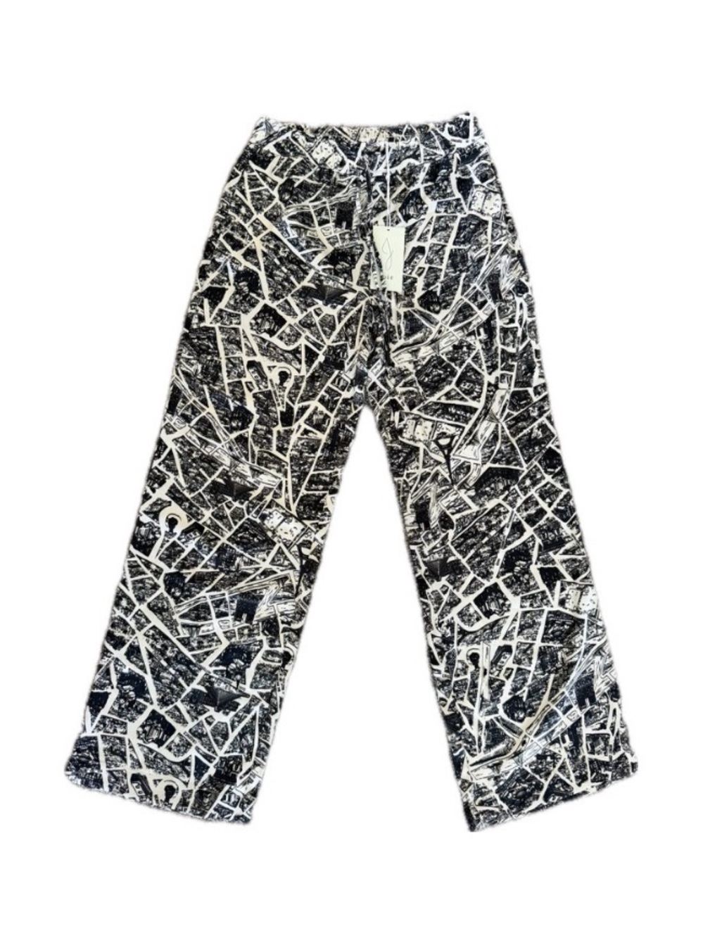 Joie Black & Cream Paris Print Flowy Pants